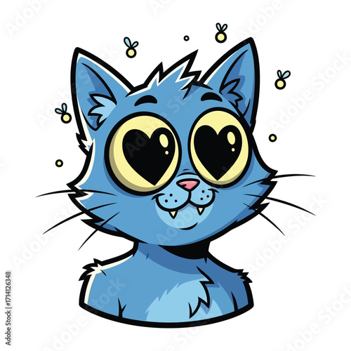 Sweetheart Cat: A charming cat with a unique design and heartwarming expression, with heart-shaped eyes and floating symbols of affection, creating a delightful cartoon vibe.