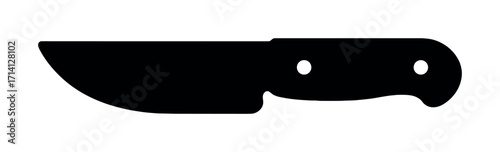 Silhouette of a hunting knife with black handle and blade