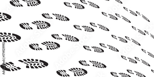 footprint shoe sole tracking path on transparent background, shoe footprint path illustration. modern eps10
