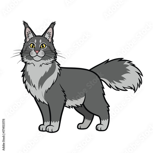  Majestic Cat Illustration: a captivating, hand-drawn illustration of a majestic cat, exuding an air of regal elegance. The artwork showcases intricate details.