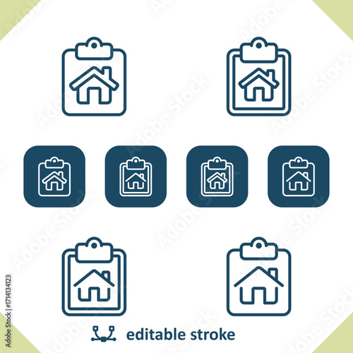 Real Estate Icons. Clipboard, House, Home Icon