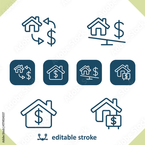 Real Estate Icons. Price, Dollar, House, Home Icon