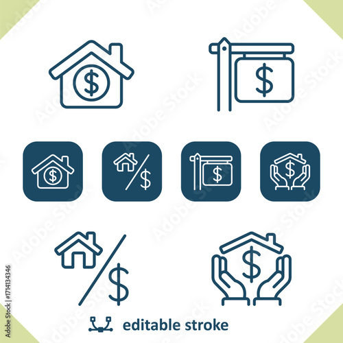 Real Estate Icons. Price, Dollar, House, Home Icon