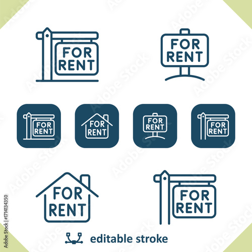 Real Estate Sign Icons. For Rent, House Icon