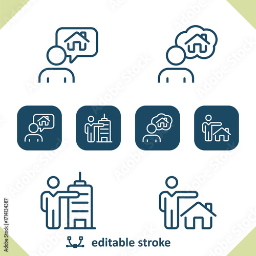 Realtor Icons. Real Estate Agent, Home Owner, House Icon