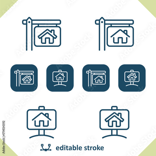 Real Estate Sign Icons. For Sale, For Rent, Sold, House Icon