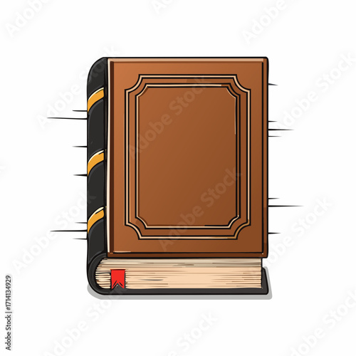 Brown Leather Book with Gold Accents Illustration
