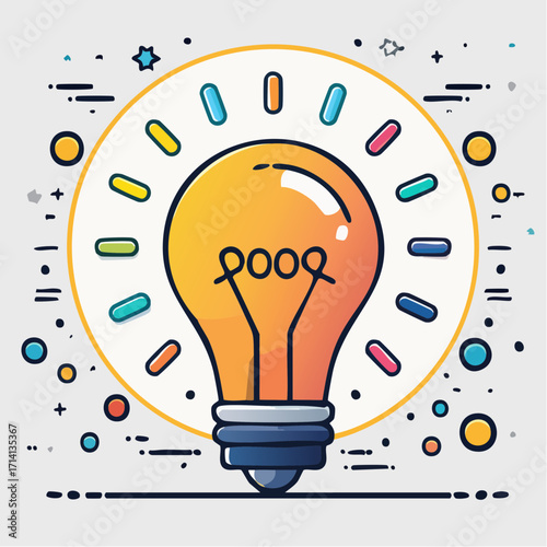 Bright Yellow Lightbulb Idea Concept Illustration