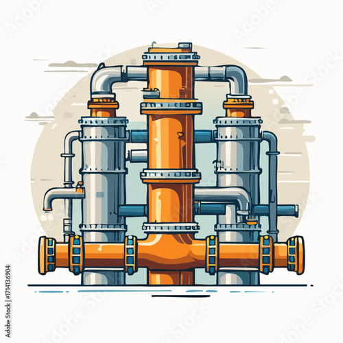 Industrial Pixel Art Refinery Illustration