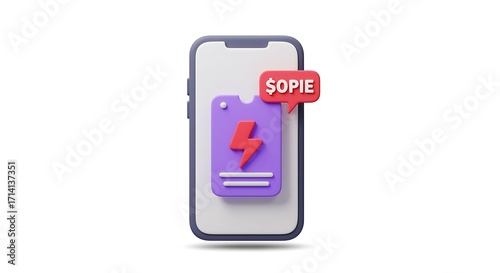 Smartphone Displaying Energy Consumption Alert with OPIE Notification Illustrating Electricity Costs and Power Usage Monitoring App Concept in Minimalist Style