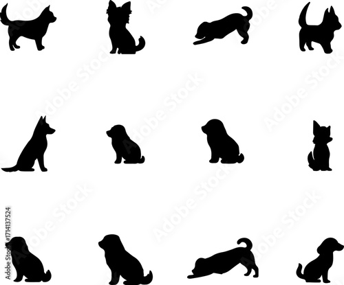 Golden retriever vectors, golden retriever art, golden retriever silhouette, and a Set of golden retrievers, a Collection of golden retrievers, golden retriever black color silhouettes