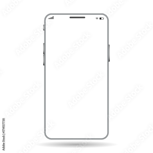 Realistic smartphone mockup with screen Transparent for ui ux presentation, Infographic Business web site design app. Device front view.