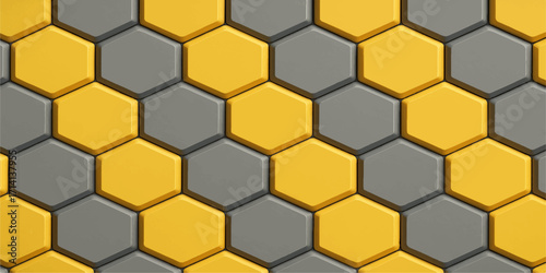 Seamless honeycomb pattern vector illustration with yellow hexagon cells and bee-inspired design