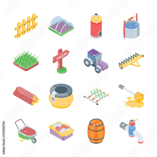 Check out our premium collection of farm and agriculture isometric icons