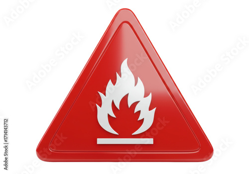Isolated warning symbol for flammable materials, dangerous substances, safety caution