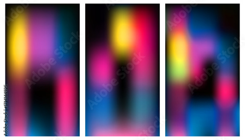 Abstract Neon Gradient Background: Vibrant Pink, Yellow, and Blue Noise Textures, Ideal for Modern Designs and Digital Art Projects.