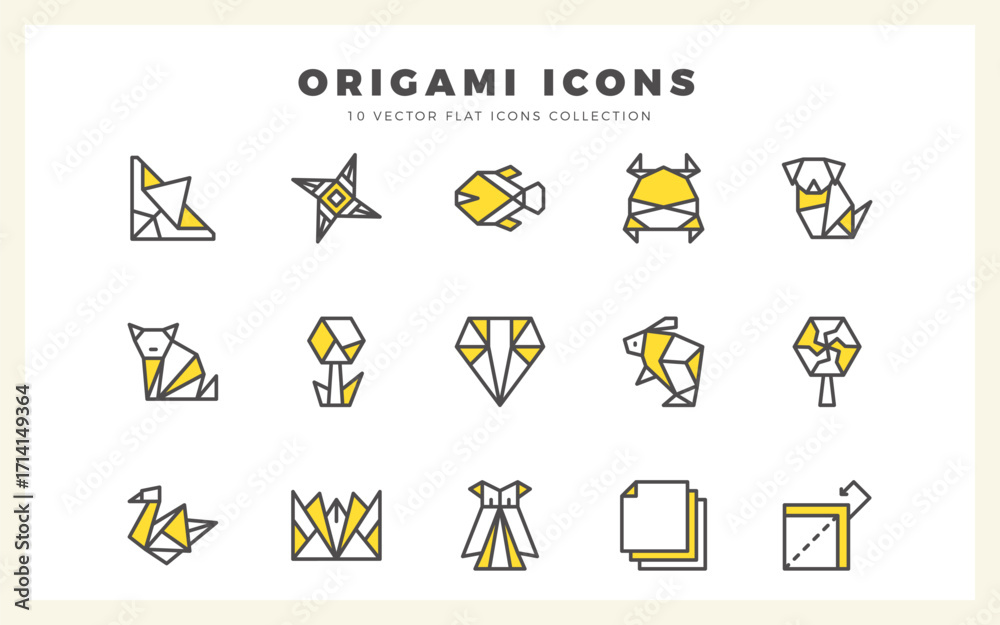 Fototapeta premium 15 Origami Two Color icons pack. vector illustration.