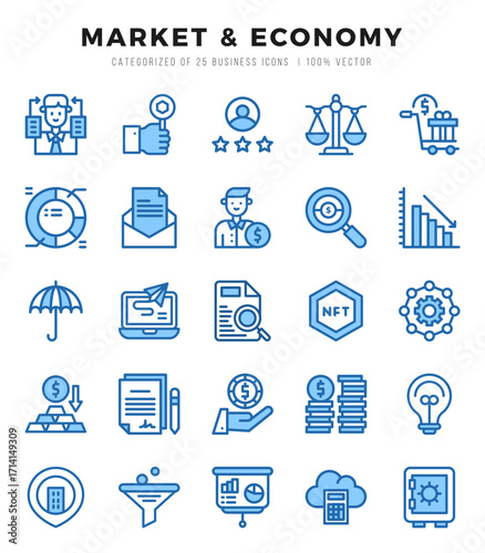 Market & Economy icon pack for your website. mobile. presentation. and logo design.