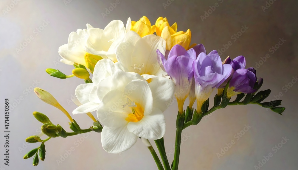 Obraz premium Close-up of colorful freesia flowers