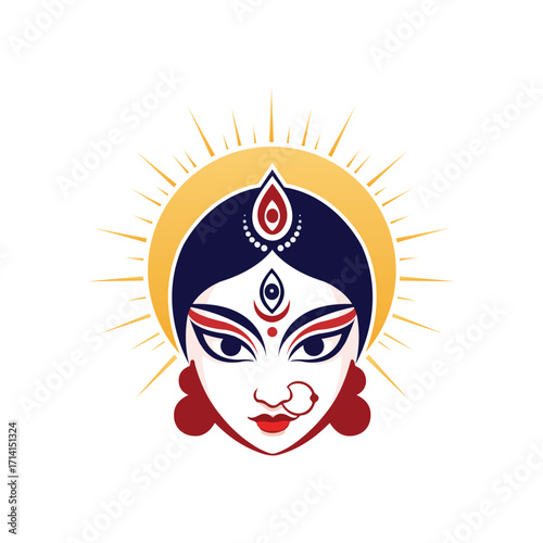 Happy navratri and durga puja indian traditional festival background design