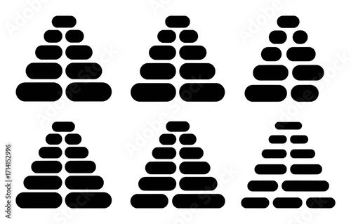 Abstract Geometric Stacking Shapes: A Minimalist Pattern of Black Oval Forms