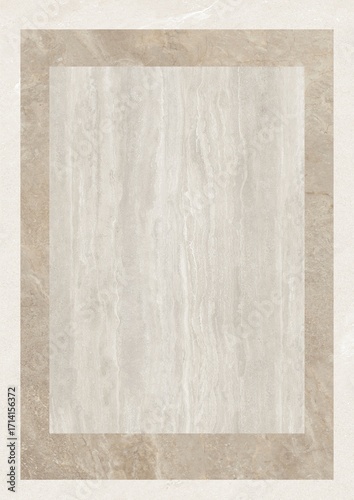 Rectangular marble tile with light gray center and beige border
