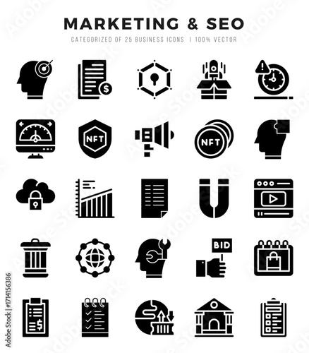 Set of Marketing & SEO icons. Vector Illustration.