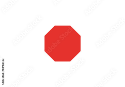 A red octagonal shape centered on a white background
