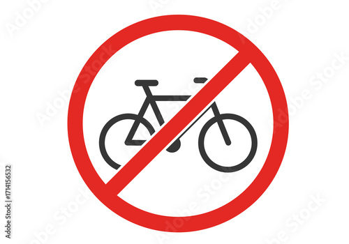 A red prohibition sign with a black bicycle silhouette inside a red circle indicating no bicycles allowed