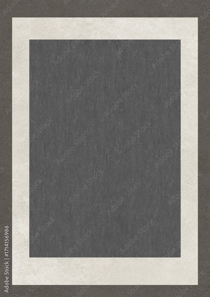 Fototapeta premium Abstract composition with a dark gray textured rectangle centered within a light beige border on a dark background