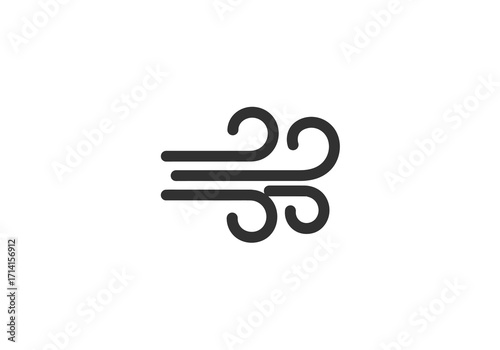 A stylized symbol depicts wind indicated by three horizontal lines and three curved swirling extensions