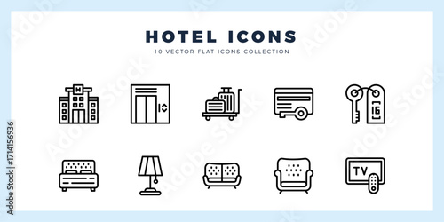 10 Hotel Lineal icon pack. vector illustration.