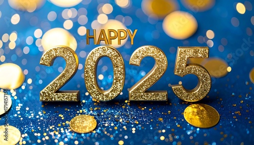 Gold 2025 Happy New Year celebration