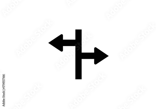 Black arrow sign with choices to the left and right