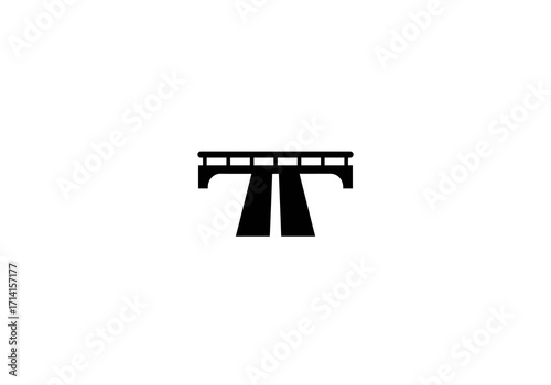 Black bridge silhouette against a white background