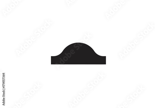 Black shape with a flat base and a curved top resembling a molding profile