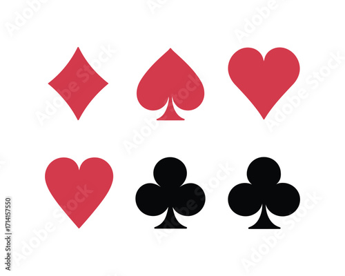 A Vector Illustration of a Set of Playing Card Suits and Symbols