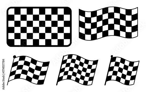 Collection of Black and White Checkered Flags and Racing Flags