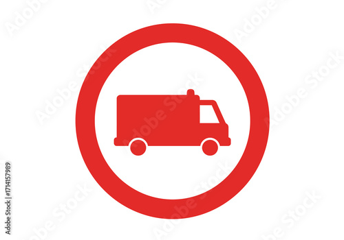 Red van in a red circle
