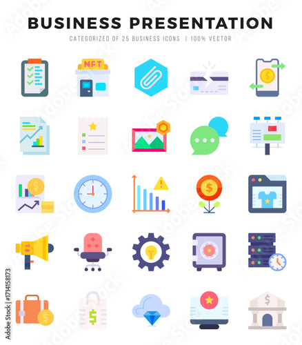 Business Presentation icons set. Vector illustration.