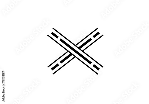 Two parallel roads intersect forming an X shape