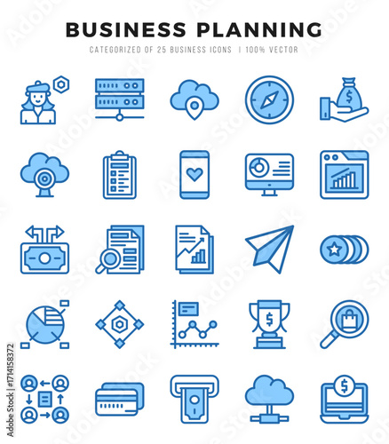 Business Strategy icons set. Collection of simple Two Color web icons.