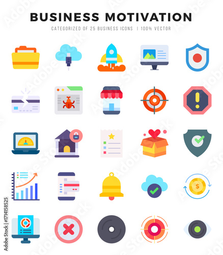 icons set. BUSINESS MOTIVATION for web. app. vector illustration.