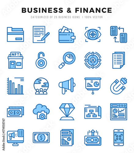 Business & Finance icons set. Vector illustration.