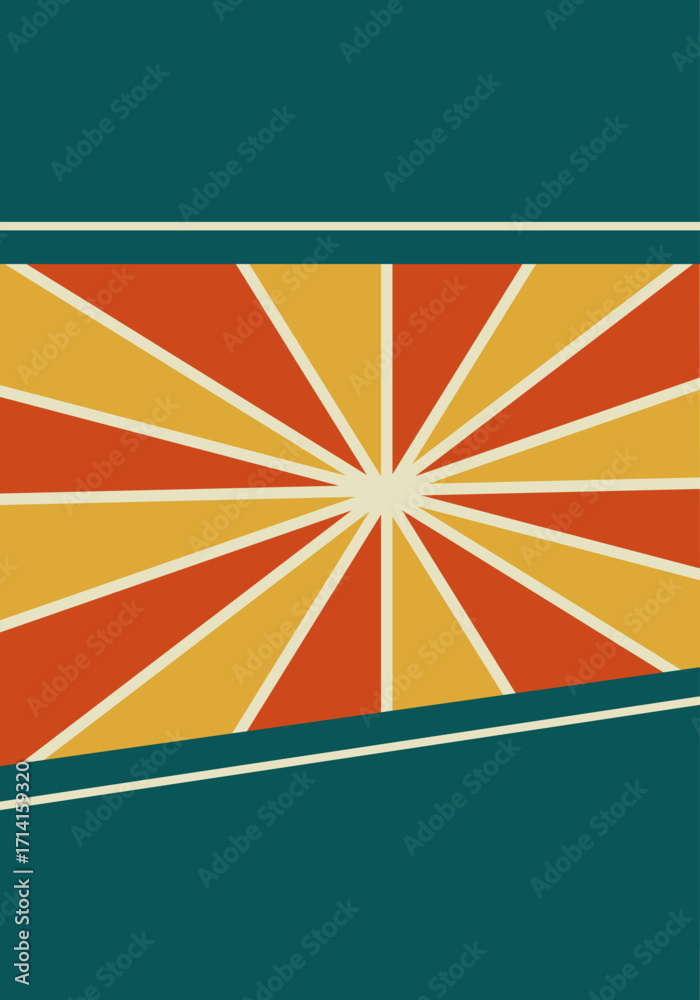 Fototapeta premium Abstract Sunburst Design With Bold Colors and Geometric Patterns