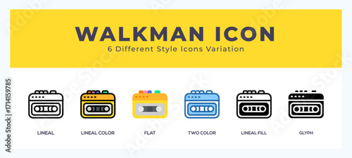 Walkman set of simple icons great for web. app. presentation and more.