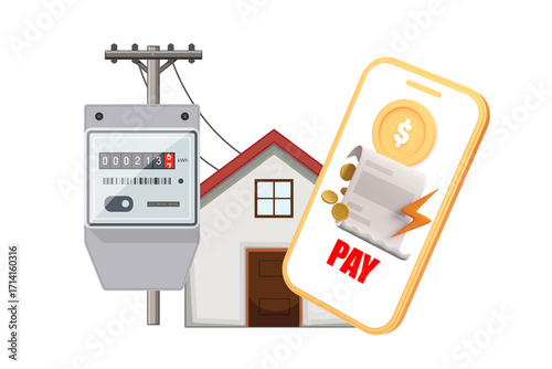 Paying electricity bill with application on smartphone.