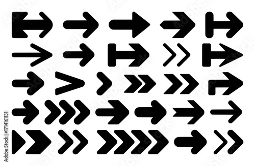 Collection of Black Arrows Pointing in Various Directions and Styles