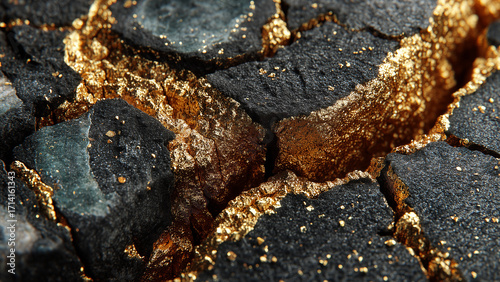 金と岩のテクスチャ
