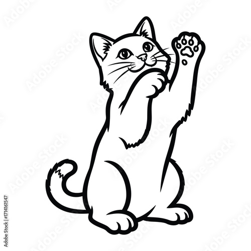 Playful Kitty in Silhouette: A charming silhouette of a kitten reaching out with its paw. Illustrating a moment of innocent curiosity.